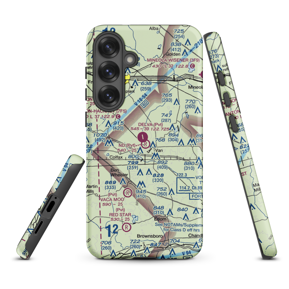 N D Ranch Airport (51TX) VFR Sectional Samsung Phone Case Samsung Galaxy S25 Plus model shown
