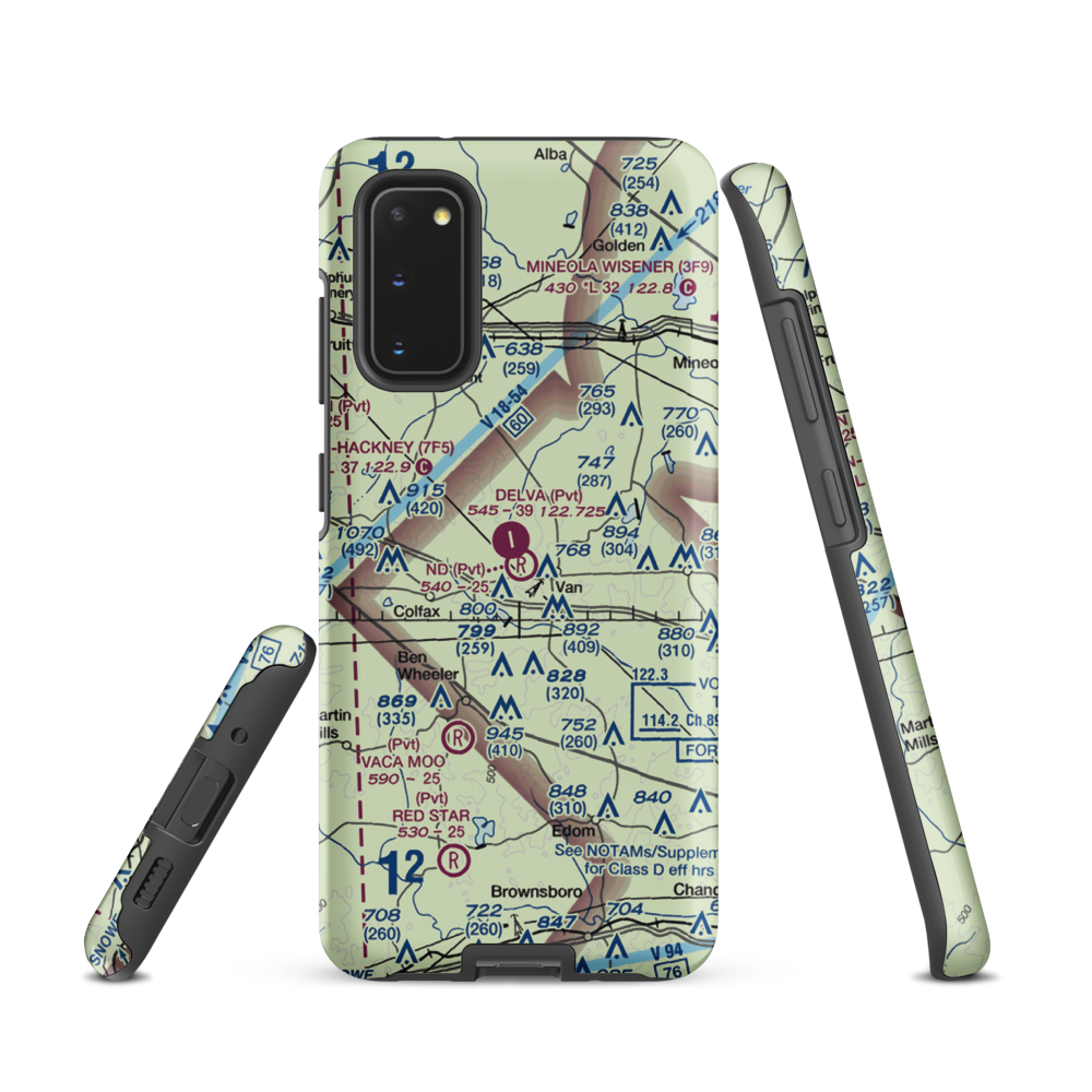 N D Ranch Airport (51TX) VFR Sectional Samsung Phone Case Samsung Galaxy S20 model shown