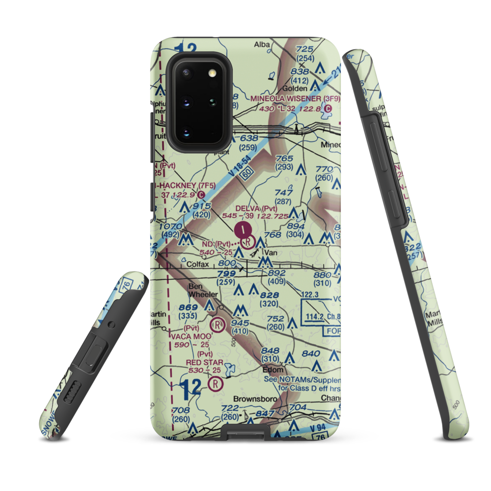 N D Ranch Airport (51TX) VFR Sectional Samsung Phone Case Samsung Galaxy S20 Plus model shown