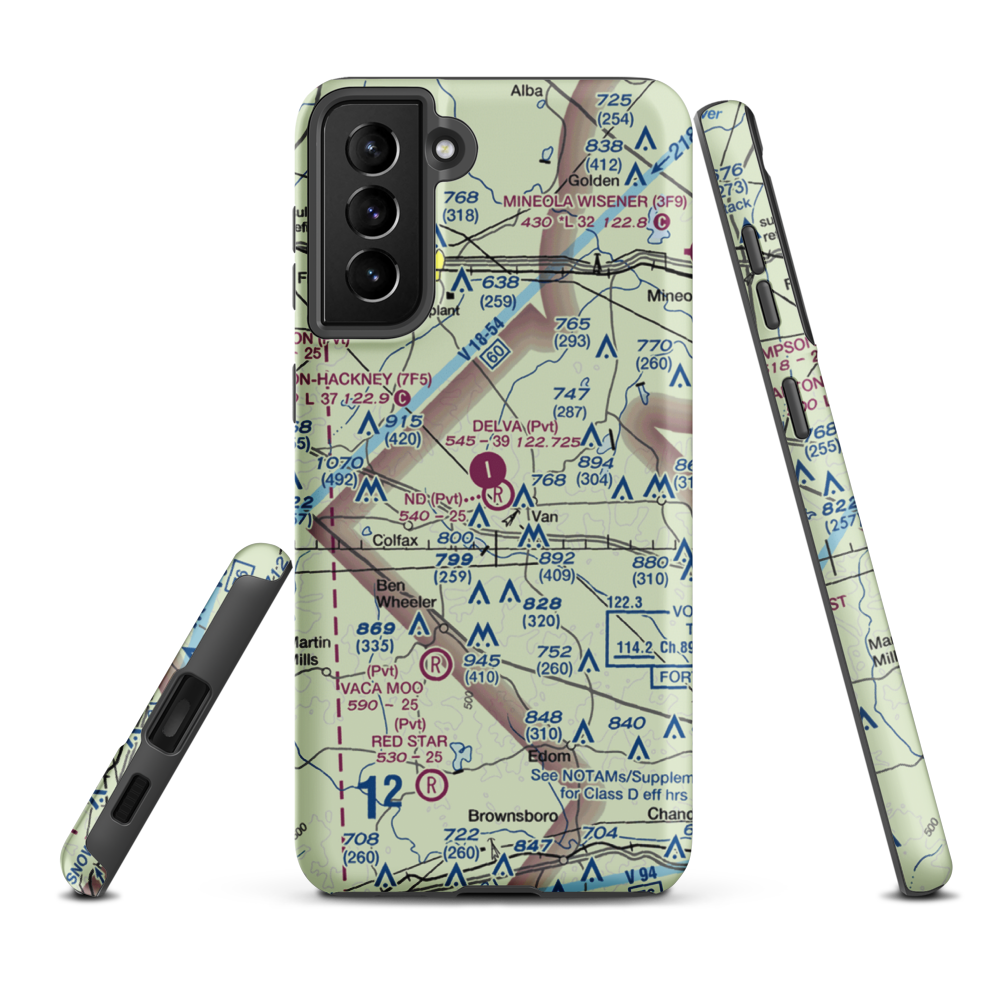N D Ranch Airport (51TX) VFR Sectional Samsung Phone Case Samsung Galaxy S21 FE model shown