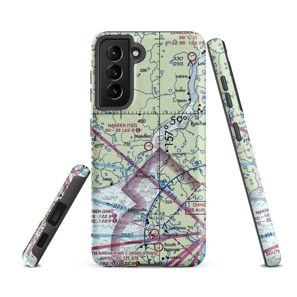 Nakeen Airport (76Z) VFR Sectional Samsung Phone Case Samsung Galaxy S21 FE model shown