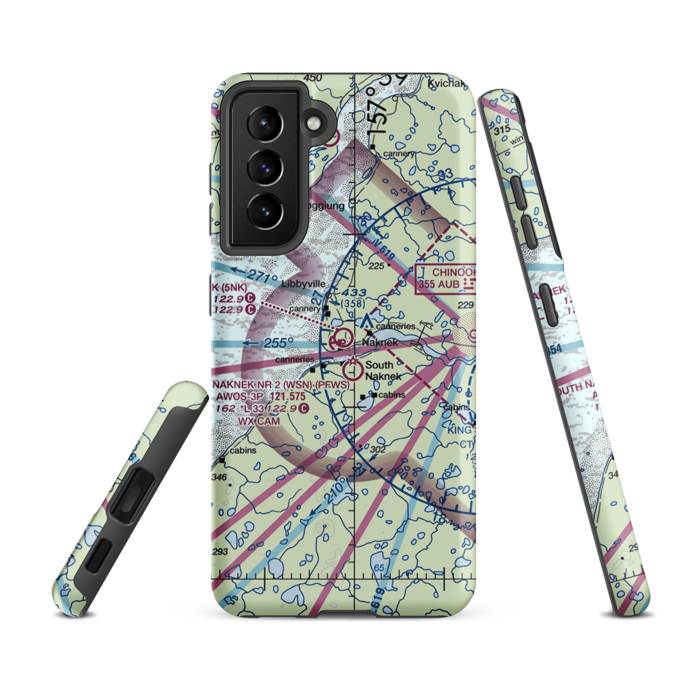 Naknek Airport (5NK) VFR Sectional Samsung Phone Case Samsung Galaxy S21 FE model shown