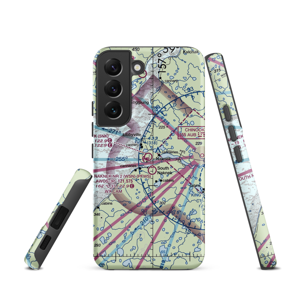 Naknek Airport (5NK) VFR Sectional Samsung Phone Case Samsung Galaxy S22 model shown