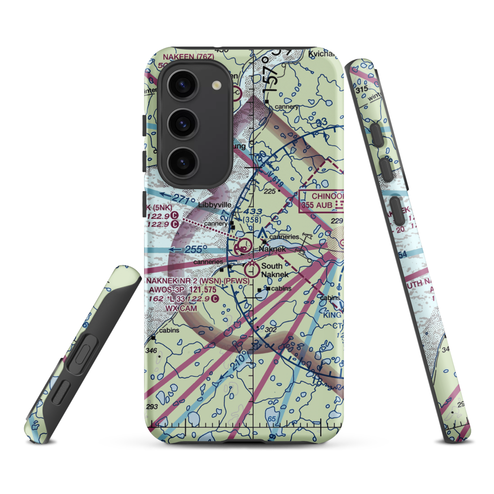 Naknek Airport (5NK) VFR Sectional Samsung Phone Case Samsung Galaxy S23 Plus model shown