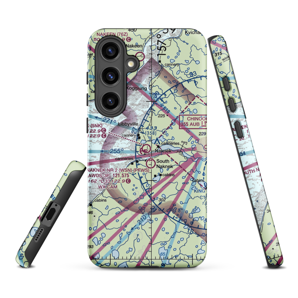 Naknek Airport (5NK) VFR Sectional Samsung Phone Case Samsung Galaxy S24 Plus model shown