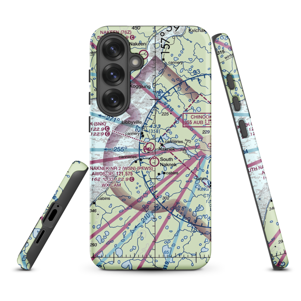 Naknek Airport (5NK) VFR Sectional Samsung Phone Case Samsung Galaxy S25 Plus model shown