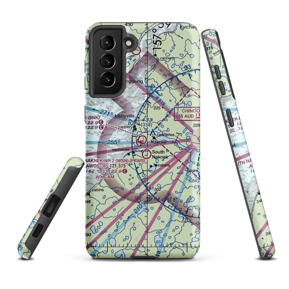 Naknek Airport (5NK) VFR Sectional Samsung Phone Case Samsung Galaxy S21 Plus model shown