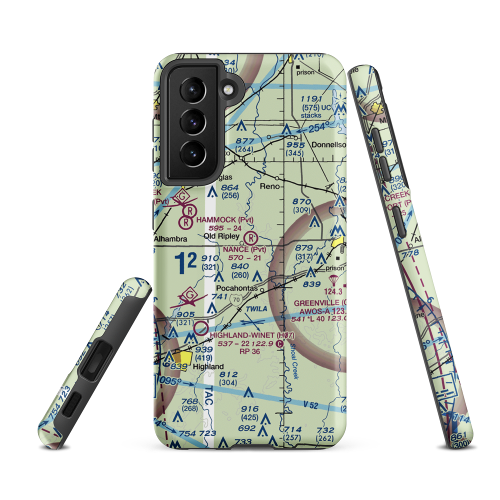 Nance Airport (8LL0) VFR Sectional Samsung Phone Case Samsung Galaxy S21 FE model shown