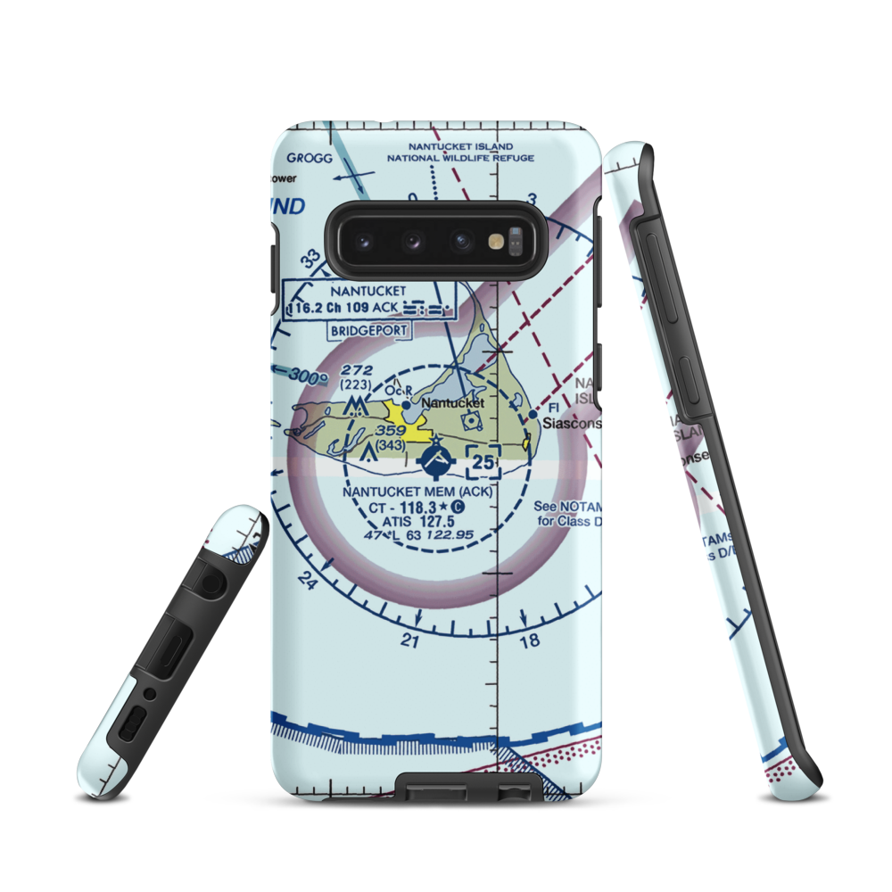 Nantucket Memorial Airport (ACK) VFR Sectional Samsung Phone Case Samsung Galaxy S10 model shown
