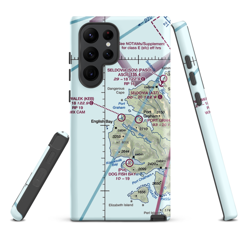 Nanwalek Airport (KEB) VFR Sectional Samsung Phone Case Samsung Galaxy S22 Ultra model shown
