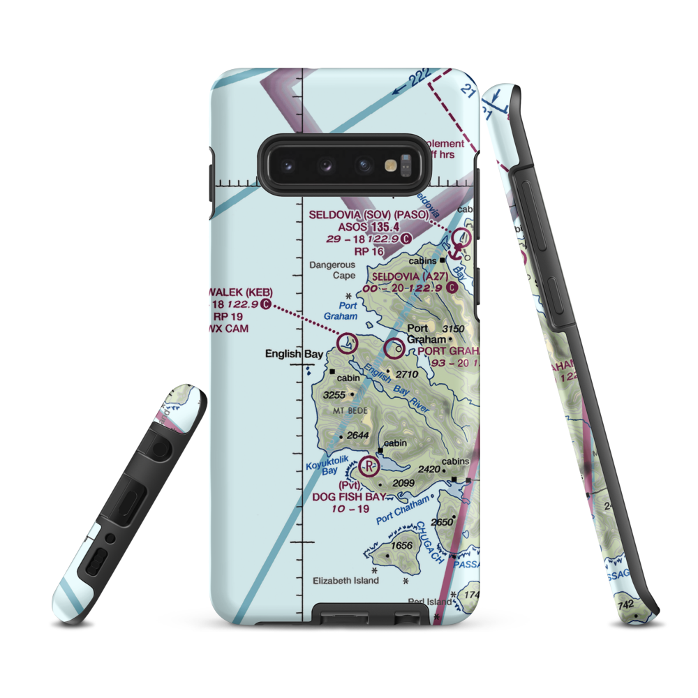 Nanwalek Airport (KEB) VFR Sectional Samsung Phone Case Samsung Galaxy S10 Plus model shown
