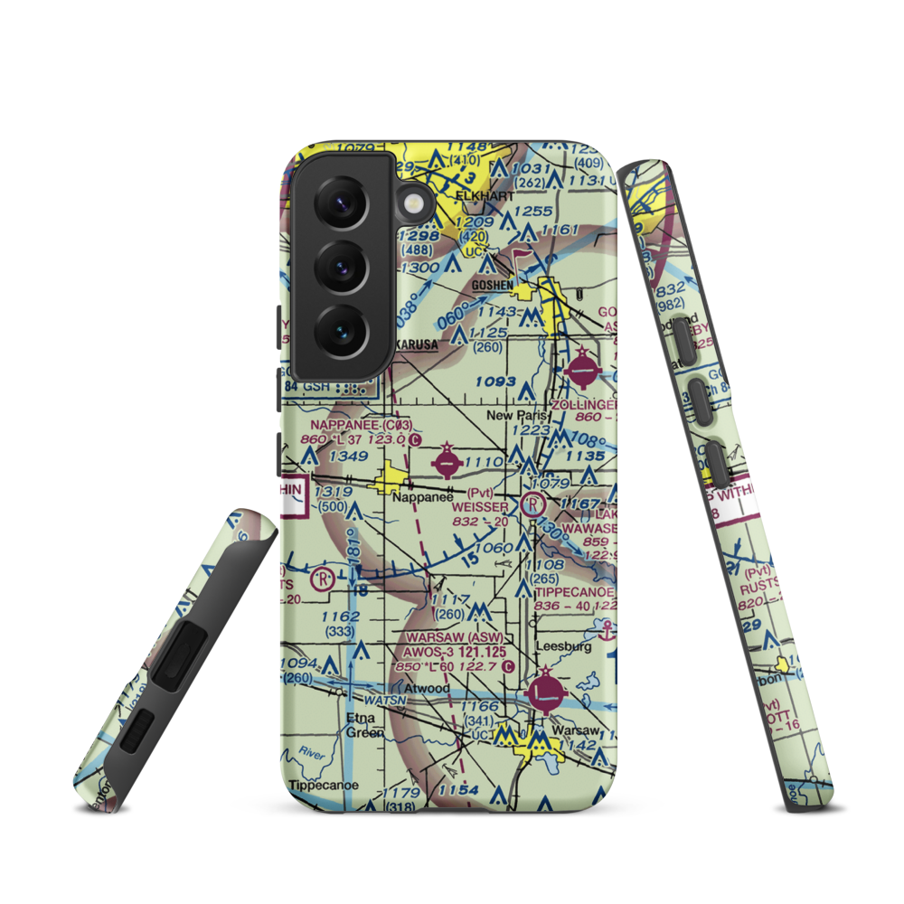 Nappanee Municipal Airport (C03) VFR Sectional Samsung Phone Case Samsung Galaxy S22 model shown