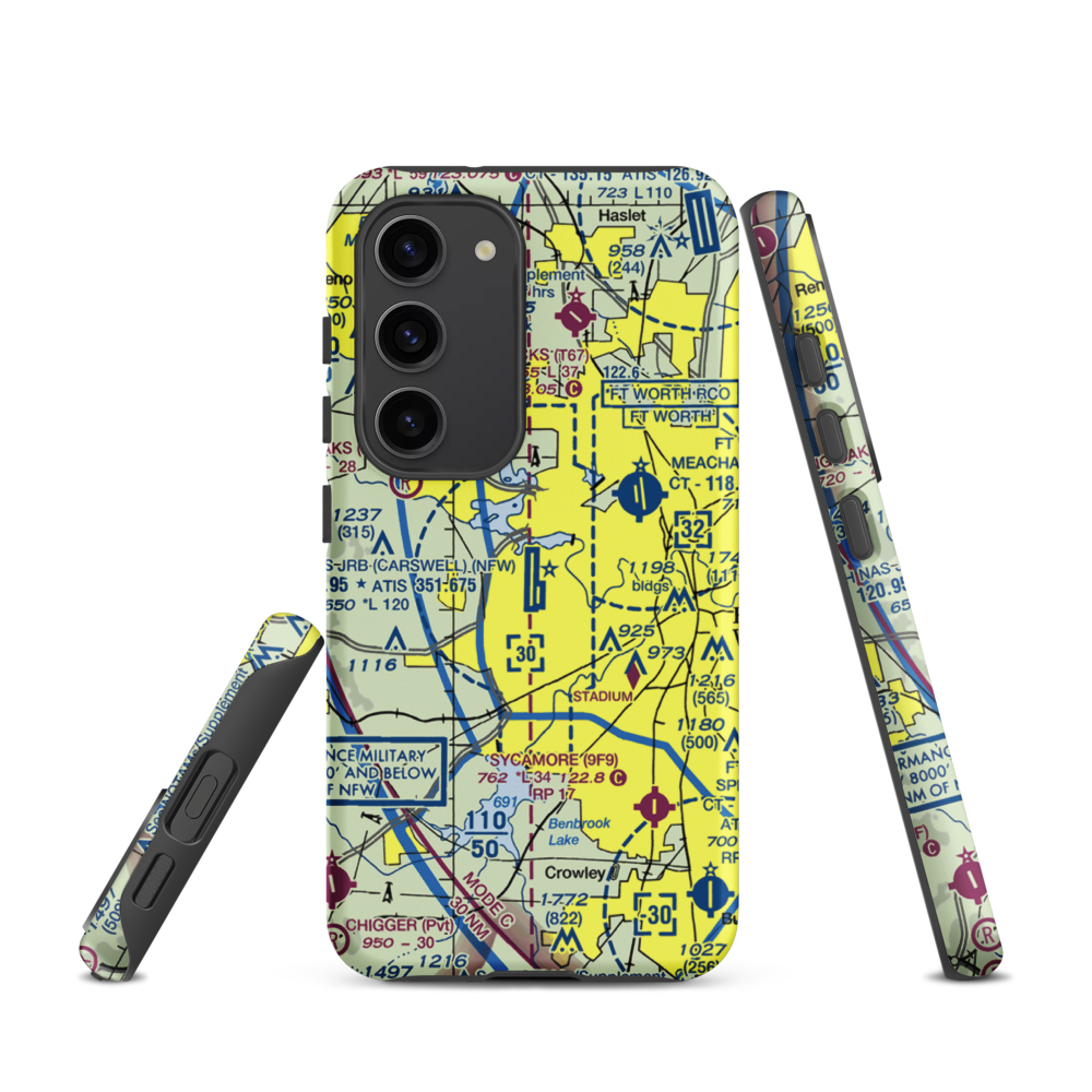 NAS Fort Worth JRB/Carswell Field (NFW) VFR Sectional Samsung Phone Case Samsung Galaxy S23 model shown