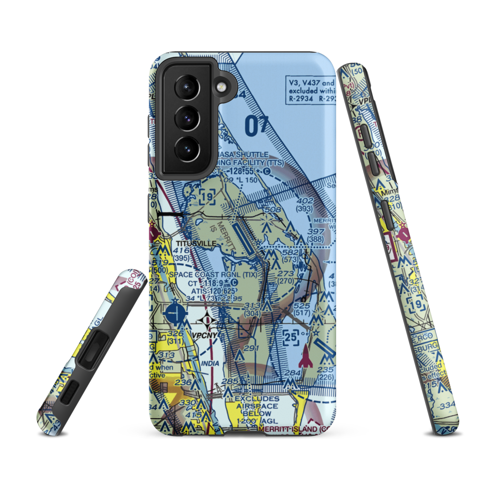 Nasa Shuttle Landing Facility Airport (TTS) VFR Sectional Samsung Phone Case Samsung Galaxy S21 FE model shown