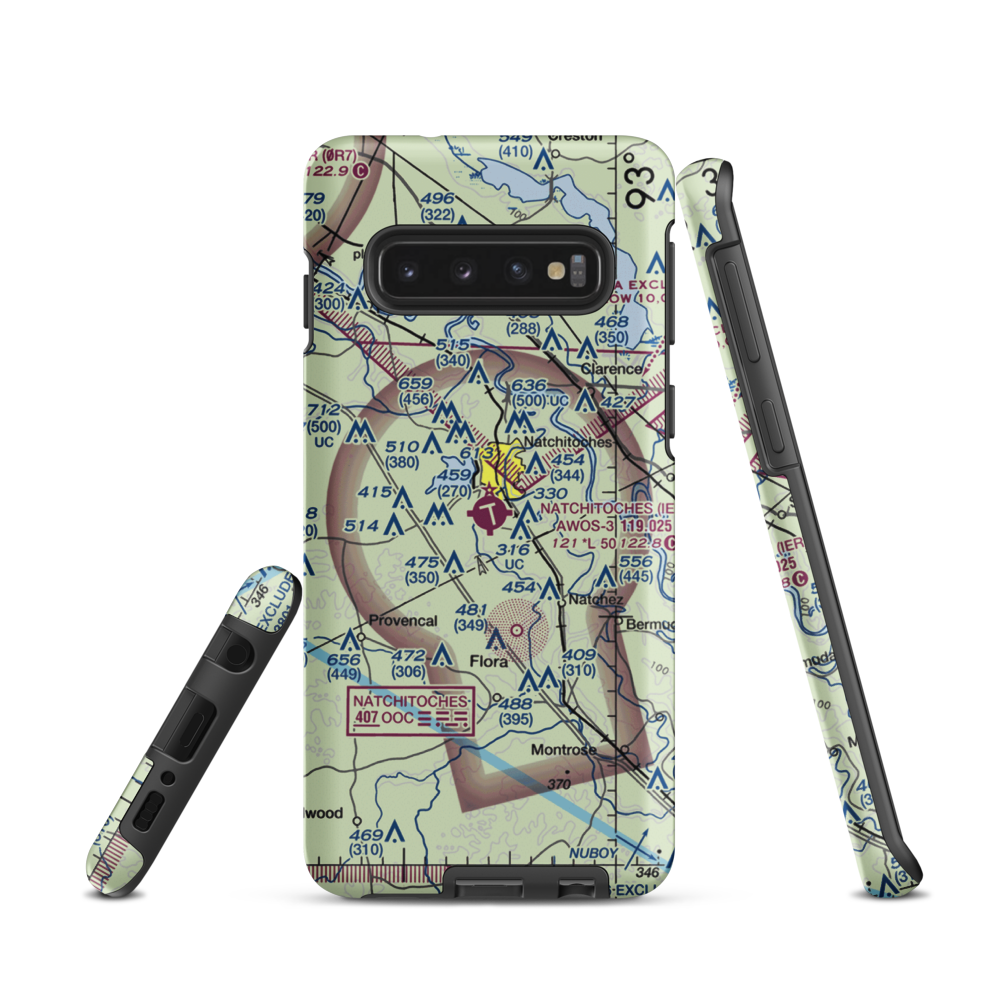 Natchitoches Regional Airport (IER) VFR Sectional Samsung Phone Case Samsung Galaxy S10 model shown