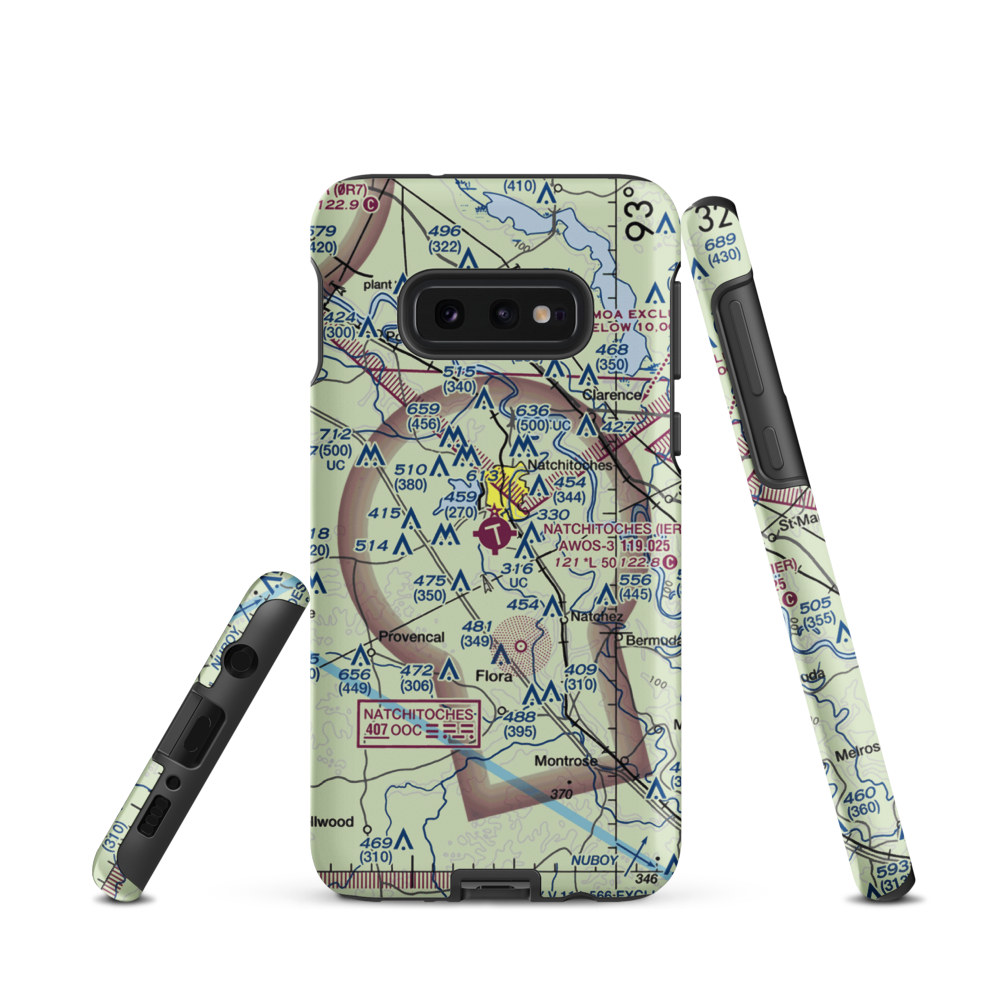 Natchitoches Regional Airport (IER) VFR Sectional Samsung Phone Case Samsung Galaxy S10e model shown