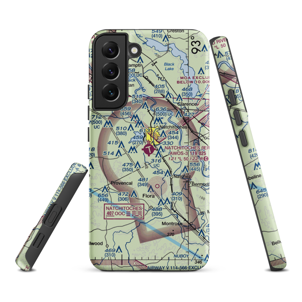Natchitoches Regional Airport (IER) VFR Sectional Samsung Phone Case Samsung Galaxy S22 Plus model shown