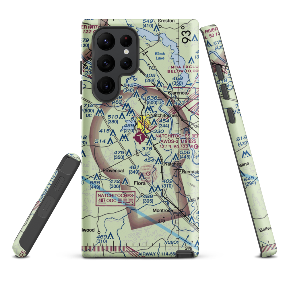 Natchitoches Regional Airport (IER) VFR Sectional Samsung Phone Case Samsung Galaxy S22 Ultra model shown