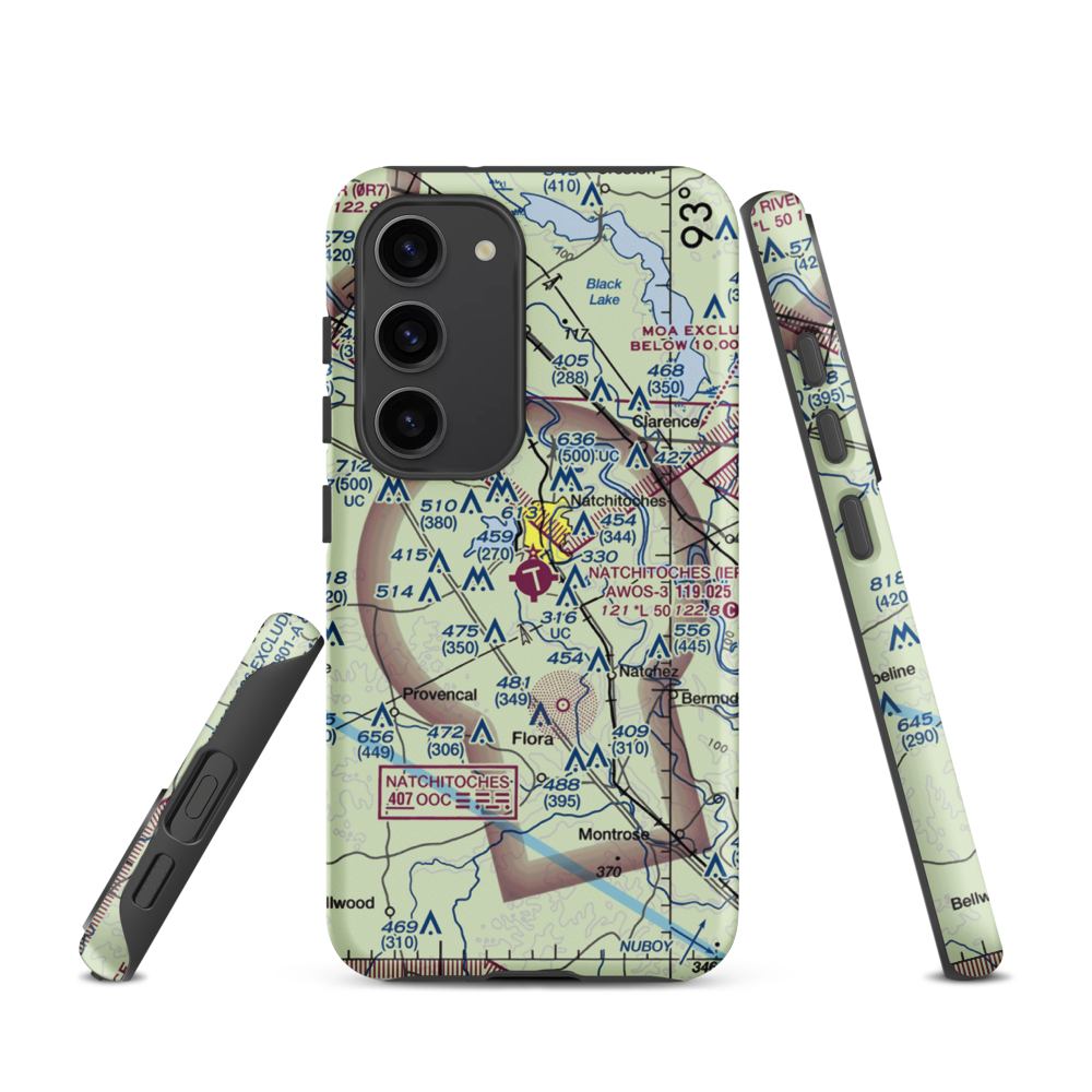 Natchitoches Regional Airport (IER) VFR Sectional Samsung Phone Case Samsung Galaxy S23 model shown