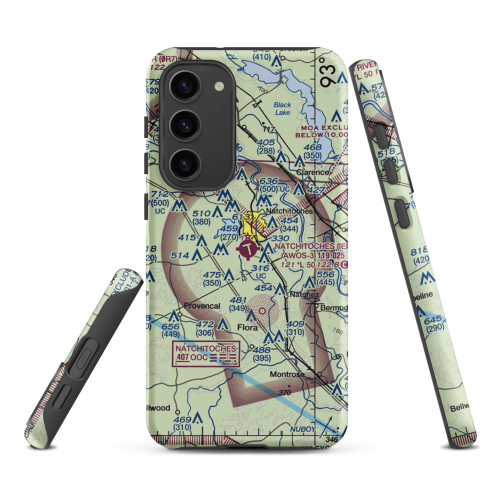 Natchitoches Regional Airport (IER) VFR Sectional Samsung Phone Case Samsung Galaxy S23 Plus model shown