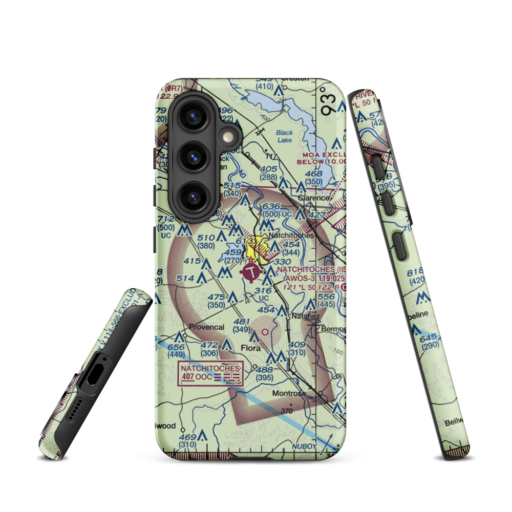 Natchitoches Regional Airport (IER) VFR Sectional Samsung Phone Case Samsung Galaxy S24 model shown