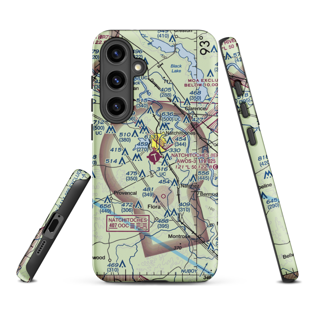 Natchitoches Regional Airport (IER) VFR Sectional Samsung Phone Case Samsung Galaxy S24 Plus model shown