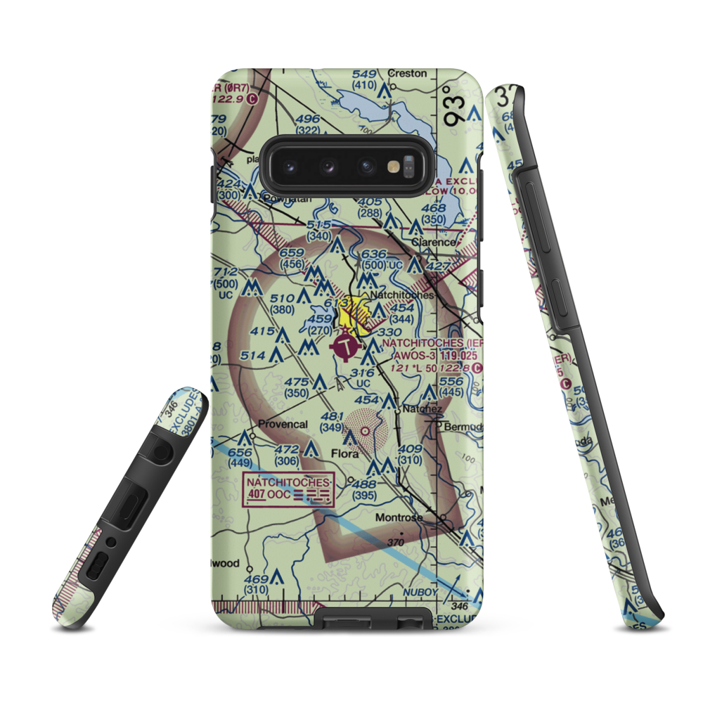 Natchitoches Regional Airport (IER) VFR Sectional Samsung Phone Case Samsung Galaxy S10 Plus model shown