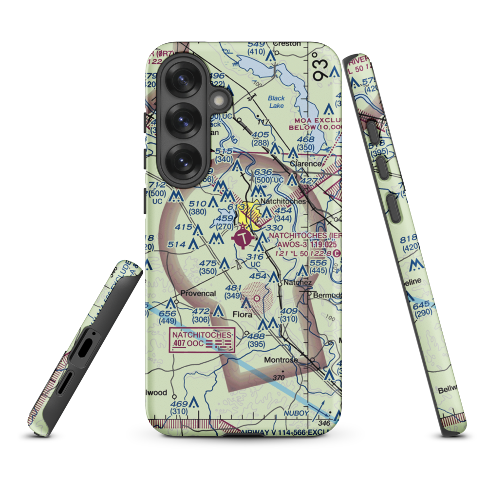 Natchitoches Regional Airport (IER) VFR Sectional Samsung Phone Case Samsung Galaxy S25 Plus model shown
