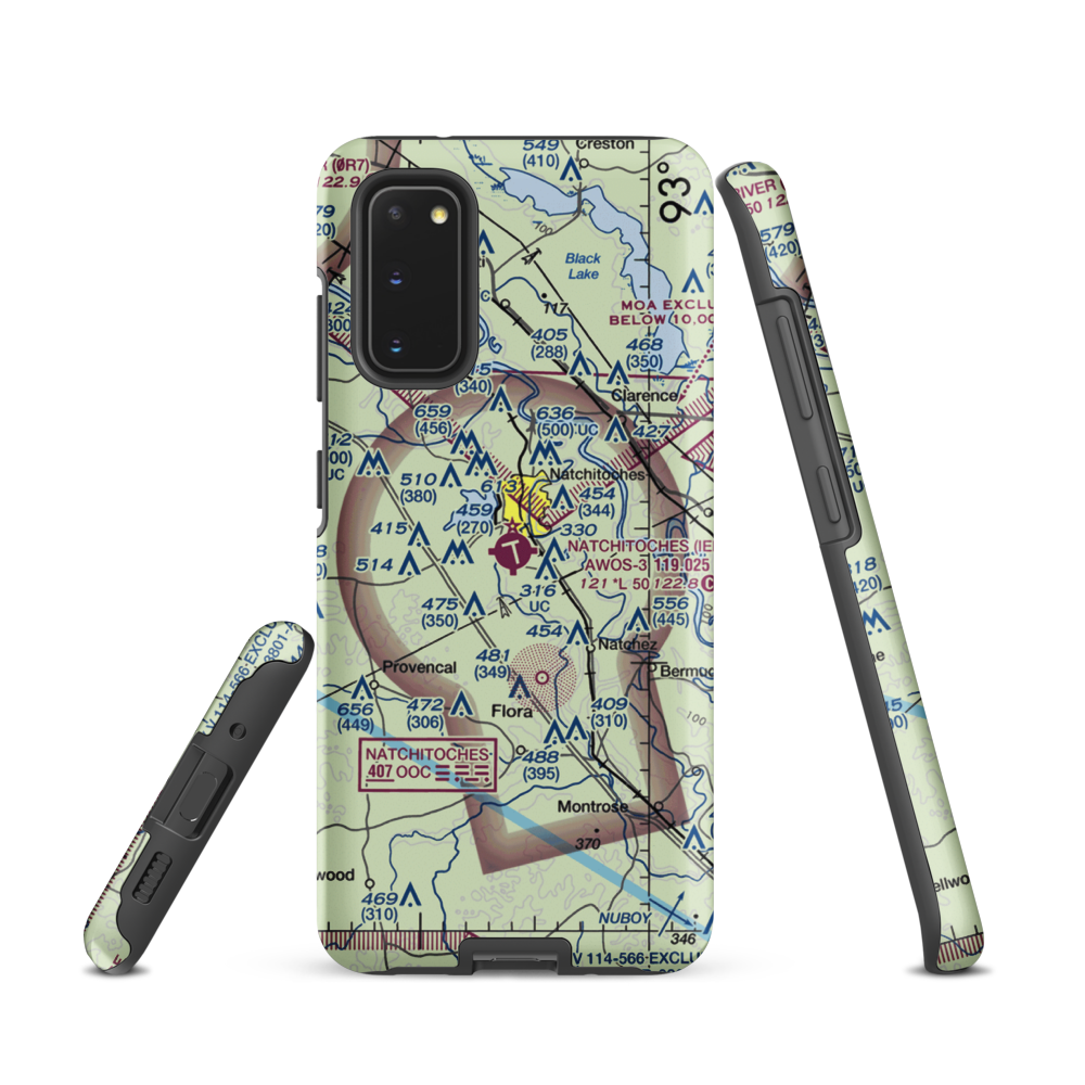 Natchitoches Regional Airport (IER) VFR Sectional Samsung Phone Case Samsung Galaxy S20 model shown