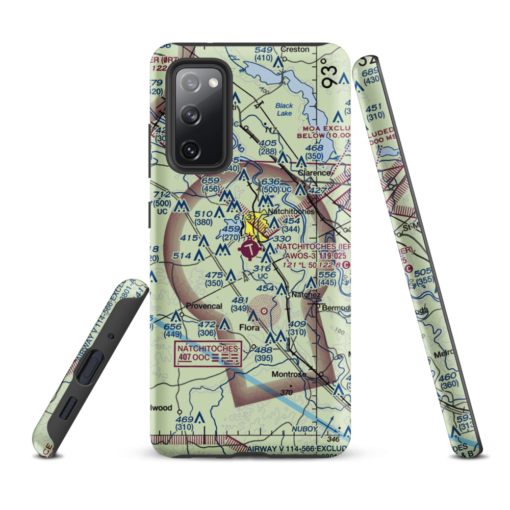 Natchitoches Regional Airport (IER) VFR Sectional Samsung Phone Case Samsung Galaxy S20 FE model shown