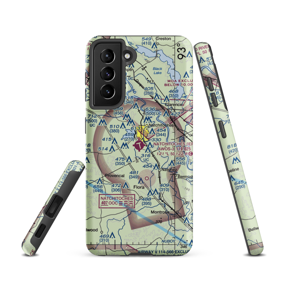 Natchitoches Regional Airport (IER) VFR Sectional Samsung Phone Case Samsung Galaxy S21 model shown