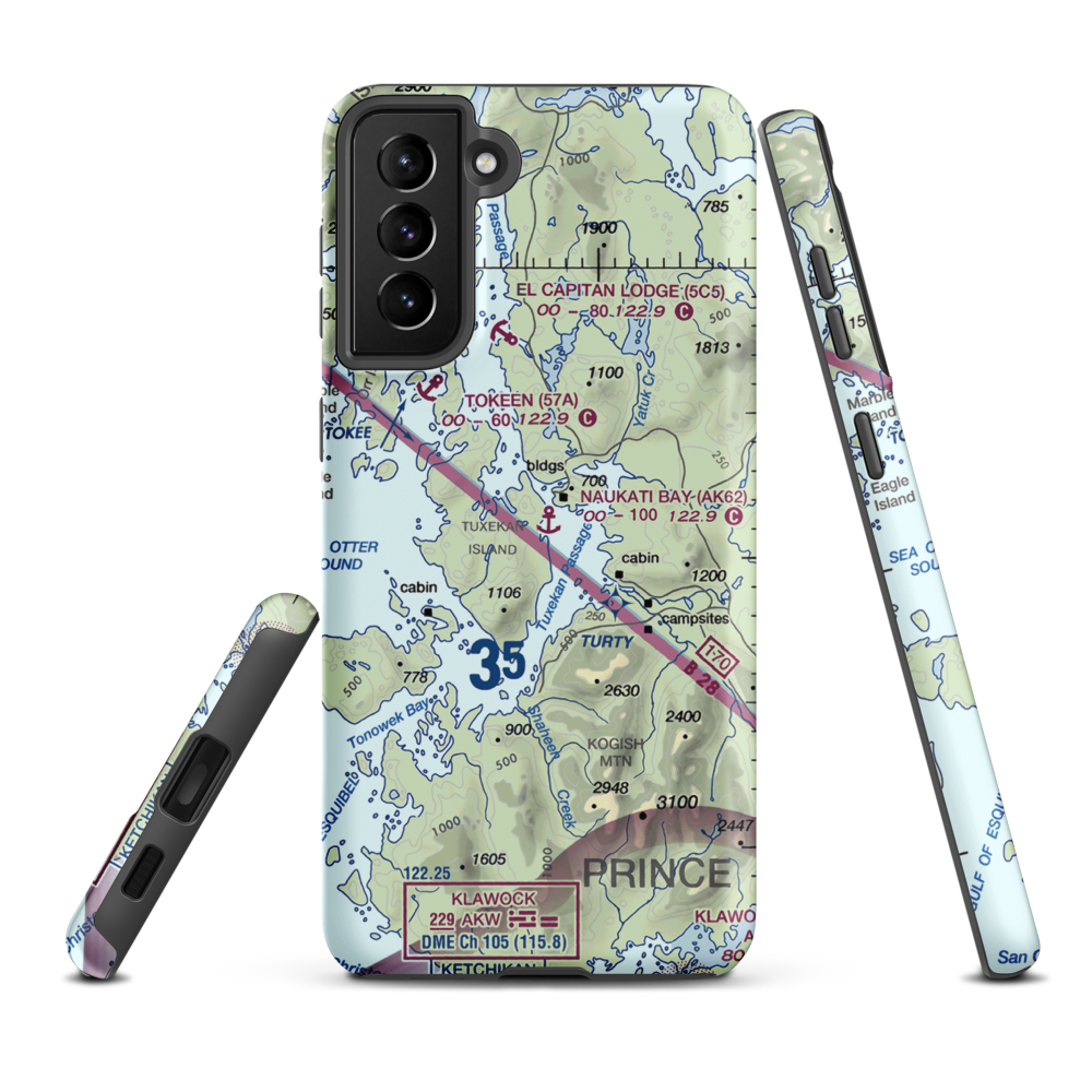 Naukati Bay Seaplane Base (AK62) VFR Sectional Samsung Phone Case Samsung Galaxy S21 Plus model shown