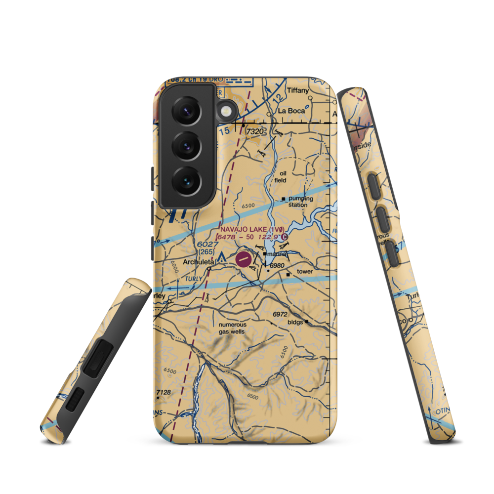 Navajo Lake Airport (1V0) VFR Sectional Samsung Phone Case Samsung Galaxy S22 model shown