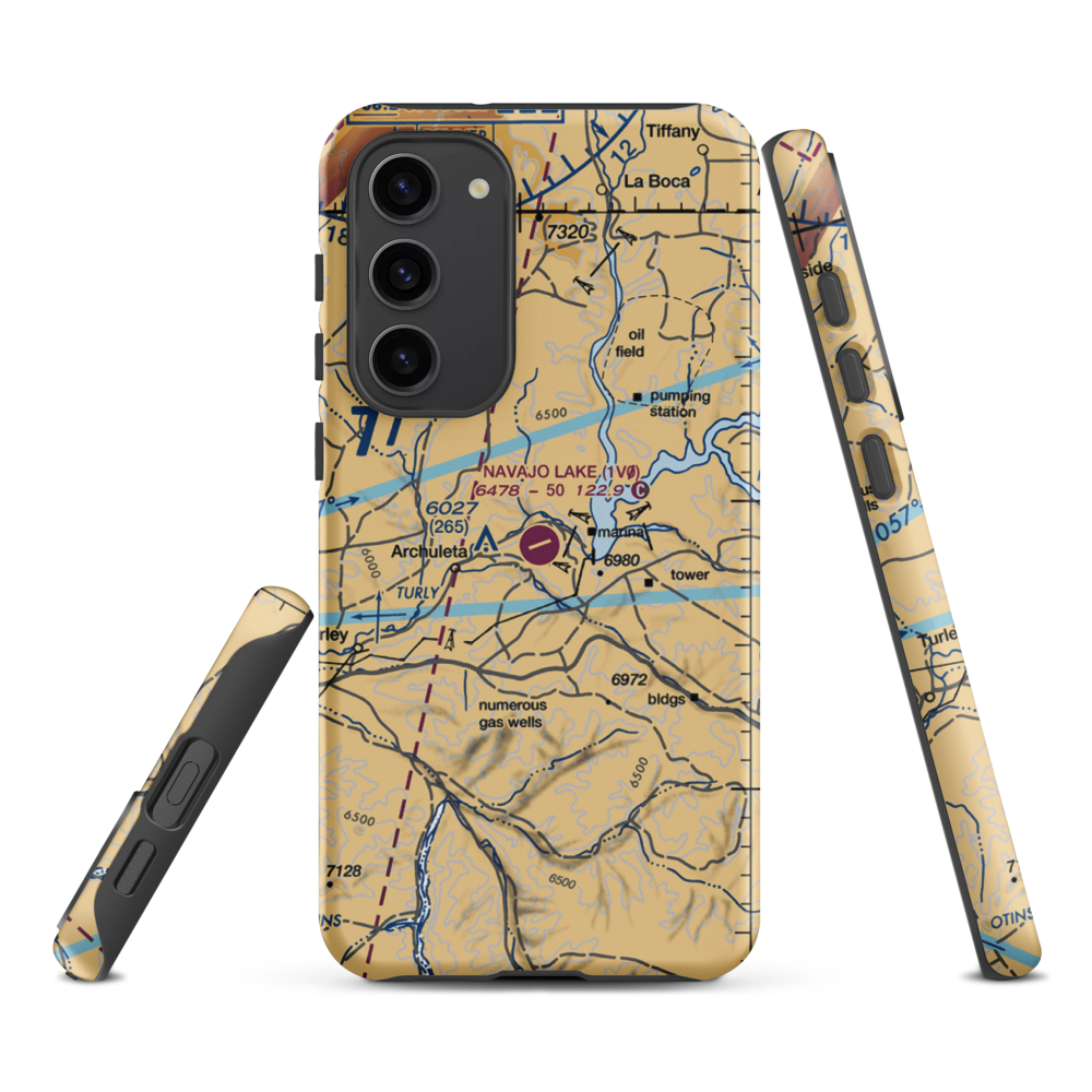 Navajo Lake Airport (1V0) VFR Sectional Samsung Phone Case Samsung Galaxy S23 Plus model shown