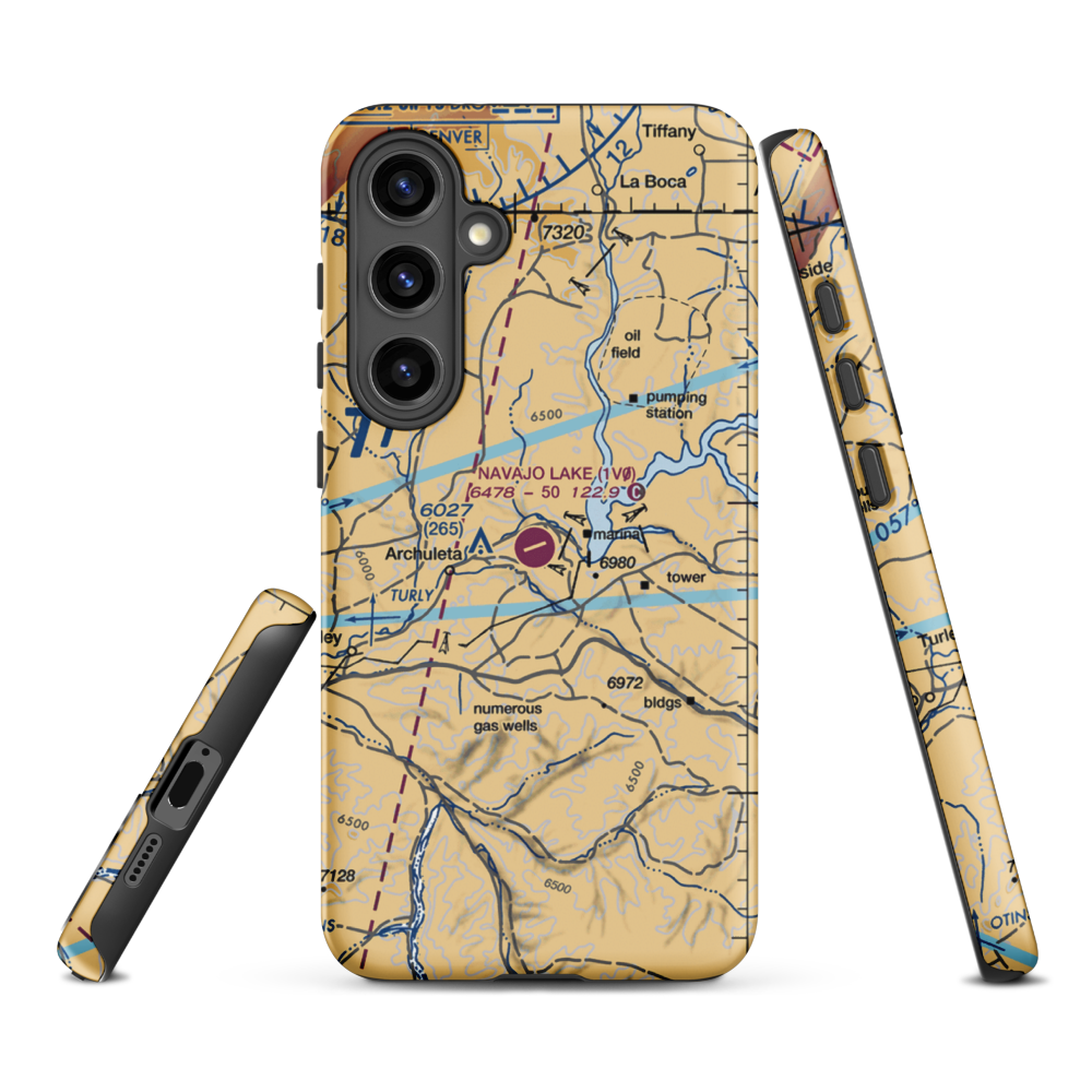 Navajo Lake Airport (1V0) VFR Sectional Samsung Phone Case Samsung Galaxy S24 Plus model shown