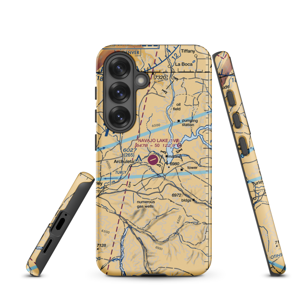 Navajo Lake Airport (1V0) VFR Sectional Samsung Phone Case Samsung Galaxy S25 model shown