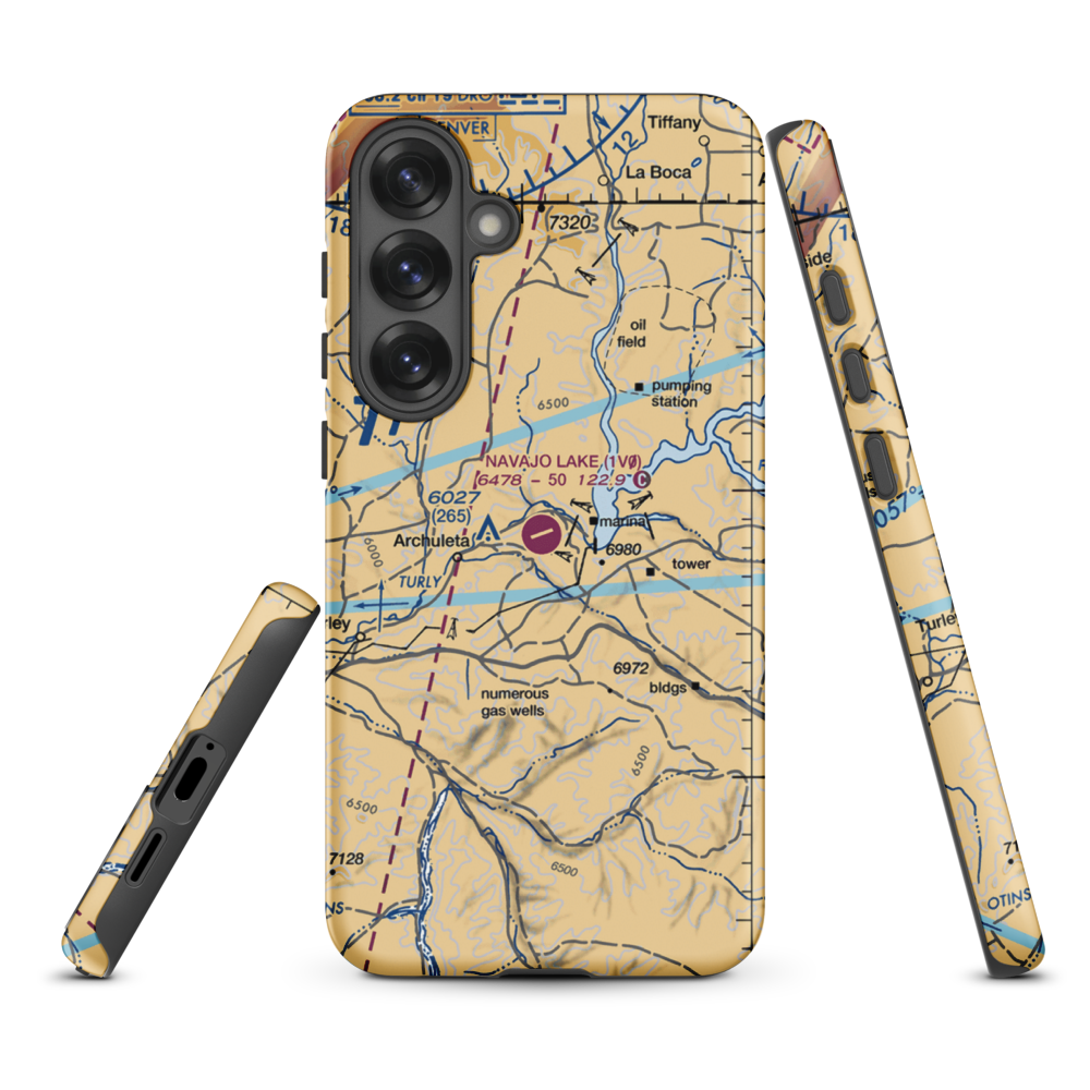 Navajo Lake Airport (1V0) VFR Sectional Samsung Phone Case Samsung Galaxy S25 Plus model shown