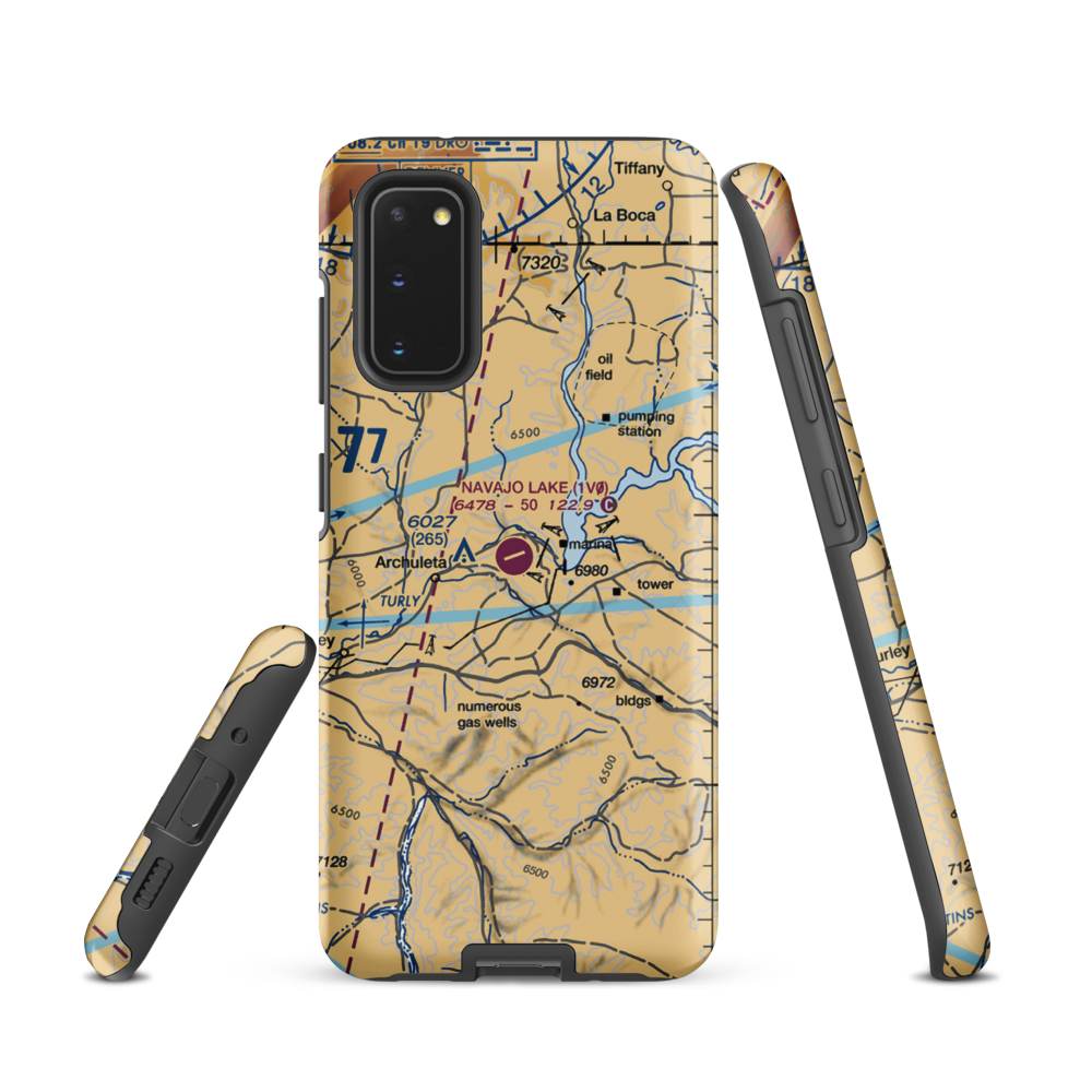 Navajo Lake Airport (1V0) VFR Sectional Samsung Phone Case Samsung Galaxy S20 model shown
