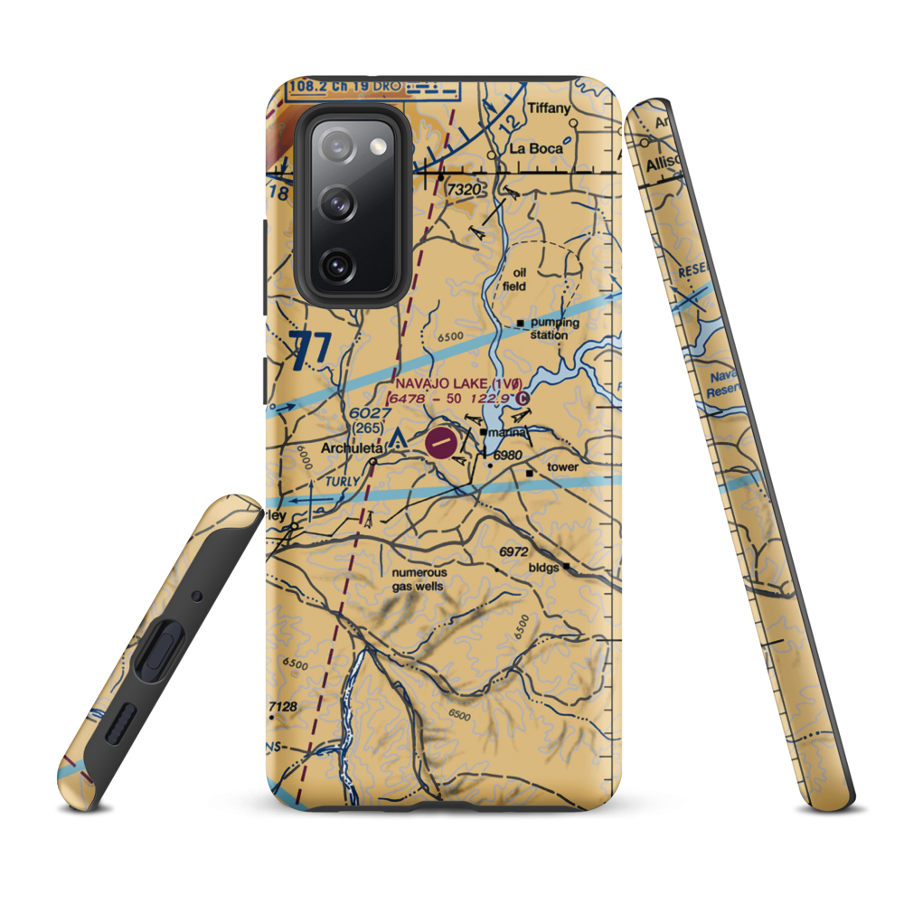 Navajo Lake Airport (1V0) VFR Sectional Samsung Phone Case Samsung Galaxy S20 FE model shown