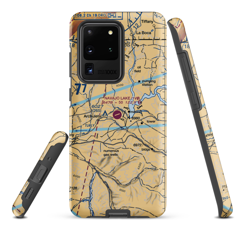 Navajo Lake Airport (1V0) VFR Sectional Samsung Phone Case Samsung Galaxy S20 Ultra model shown
