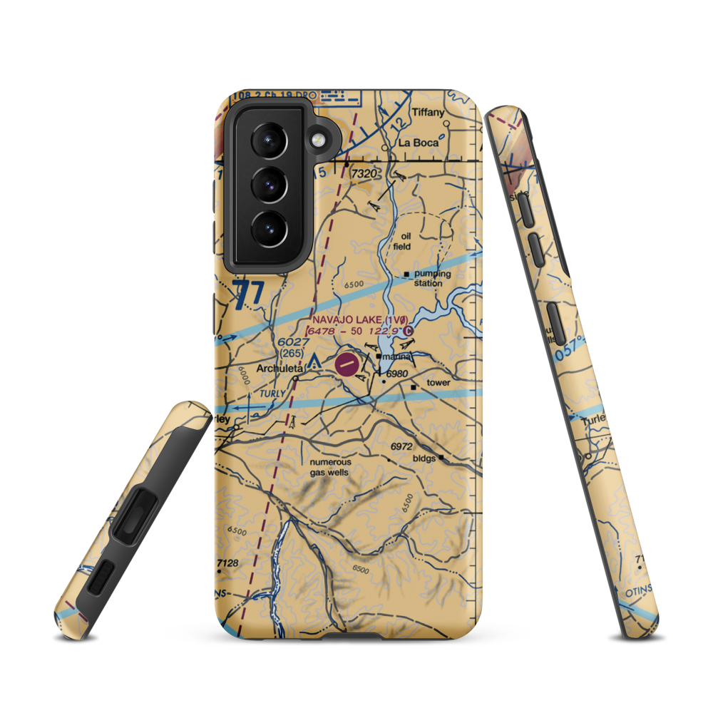 Navajo Lake Airport (1V0) VFR Sectional Samsung Phone Case Samsung Galaxy S21 model shown