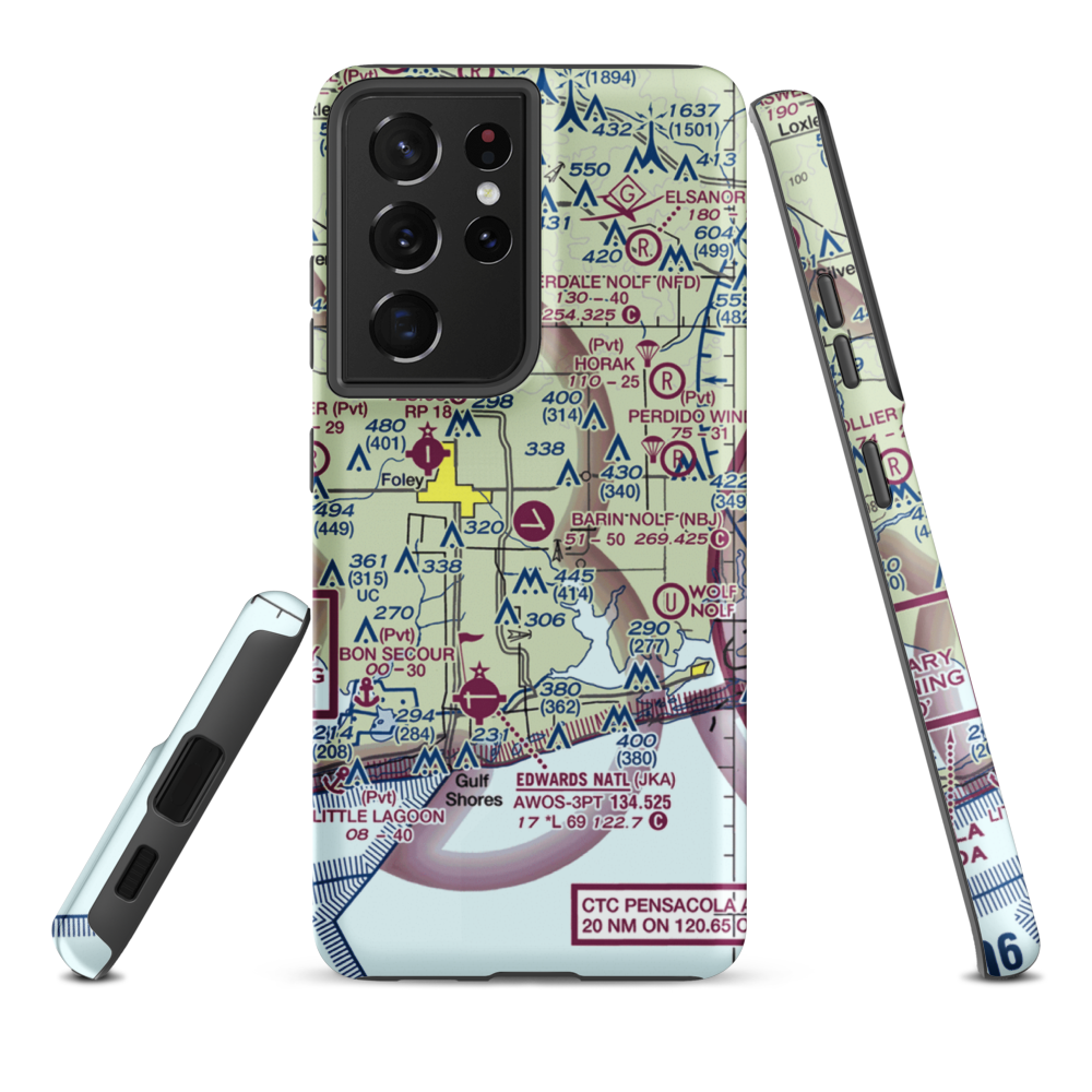 Naval Outlying Field Barin (NBJ) VFR Sectional Samsung Phone Case Samsung Galaxy S21 Plus model shown