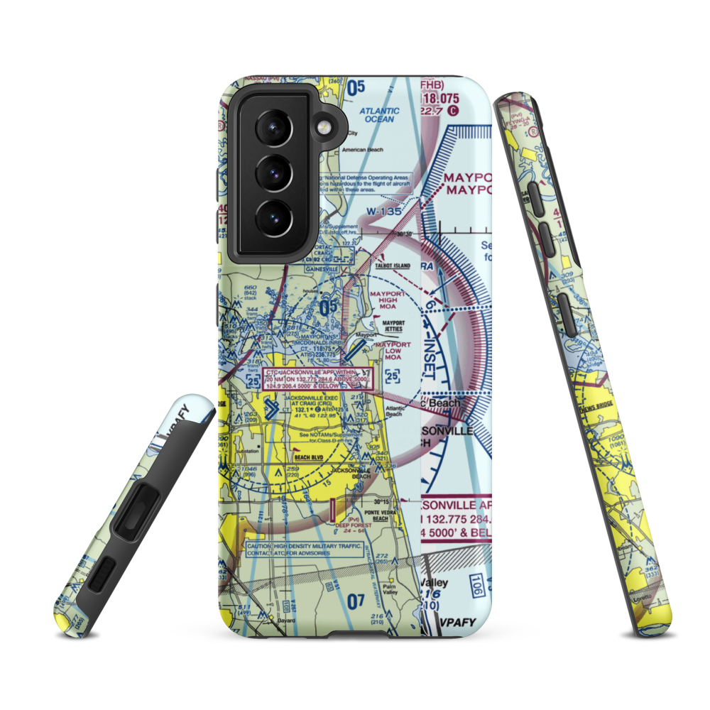 Naval Station Mayport (Admiral David L. Mcdonald Field) (NRB) VFR Sectional Samsung Phone Case Samsung Galaxy S21 FE model shown