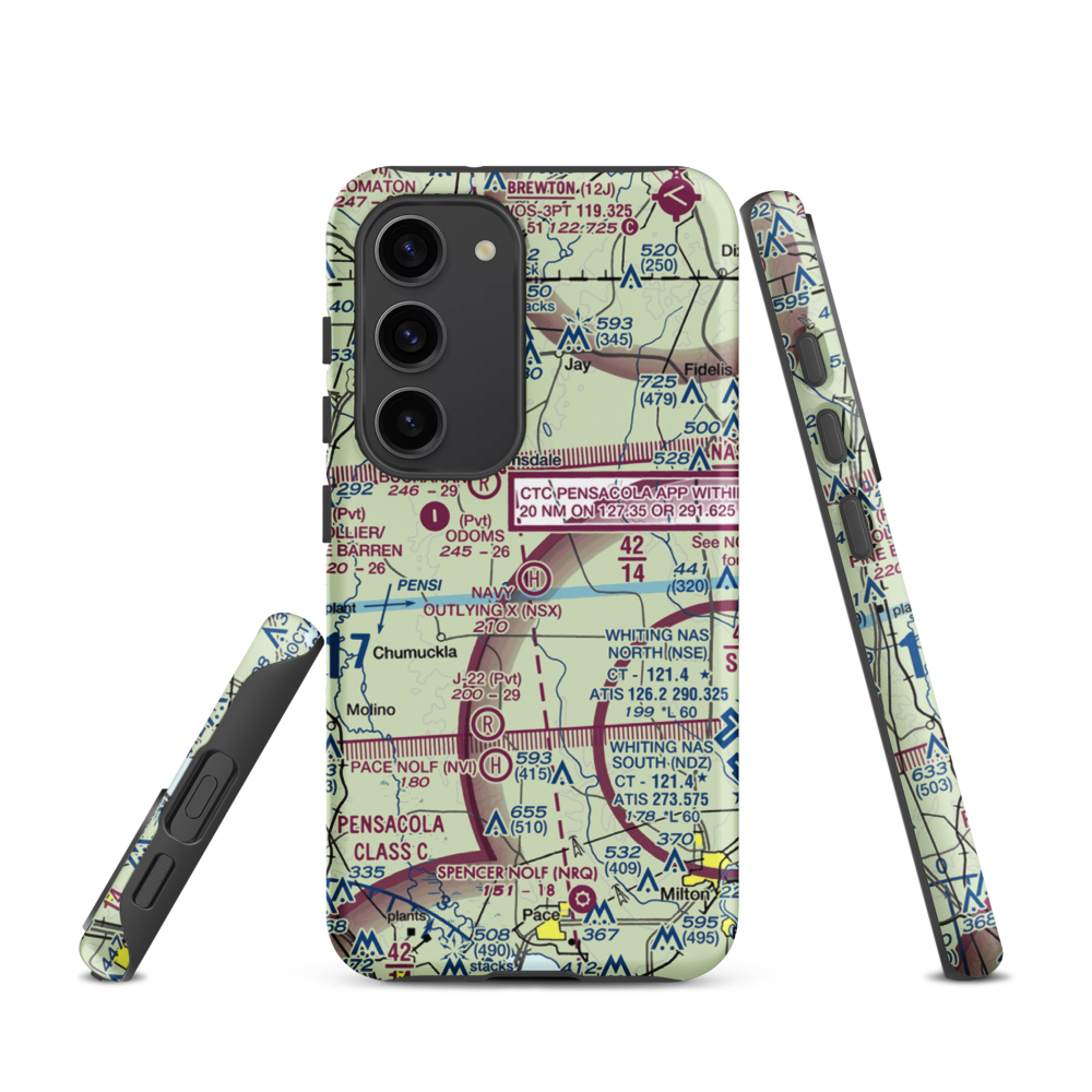 Navy Outlying Field Site X Heliport (NSX) VFR Sectional Samsung Phone Case Samsung Galaxy S23 model shown