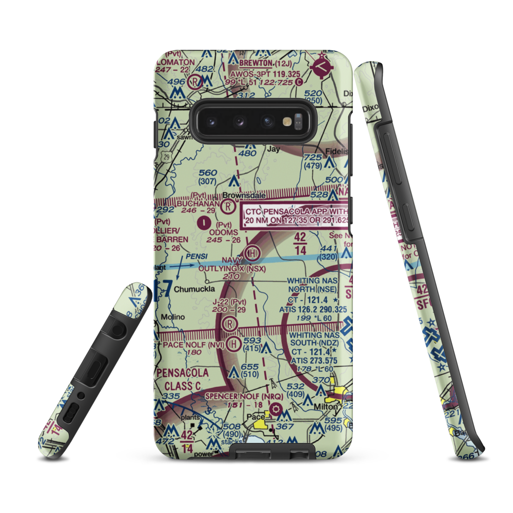 Navy Outlying Field Site X Heliport (NSX) VFR Sectional Samsung Phone Case Samsung Galaxy S10 Plus model shown