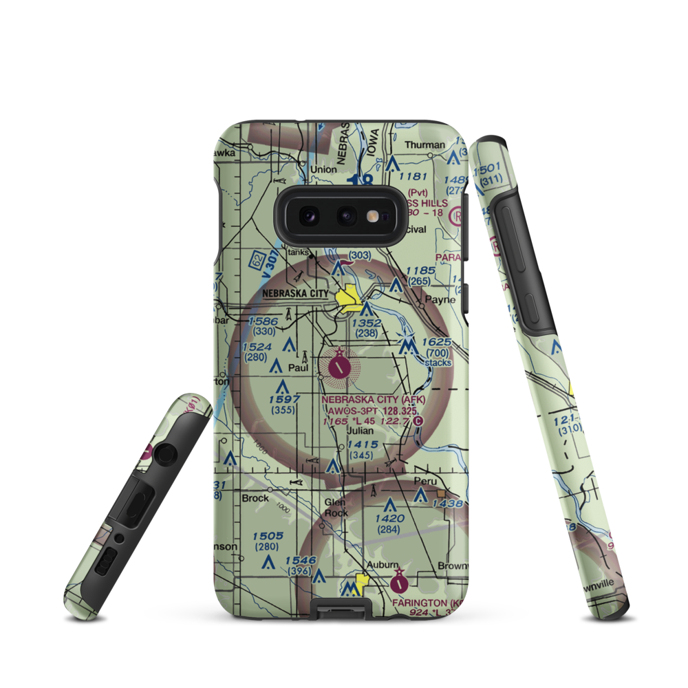 Nebraska City Municipal Airport (AFK) VFR Sectional Samsung Phone Case Samsung Galaxy S10 Plus model shown