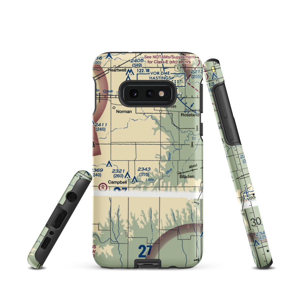 Nebraskaland Aviation Airport (30NE) VFR Sectional Samsung Phone Case Samsung Galaxy S10e model shown