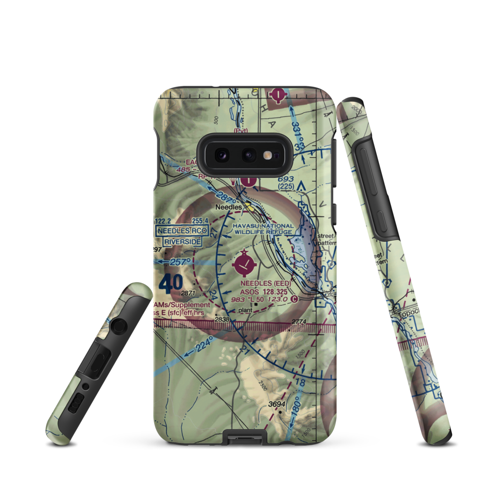 Needles Airport (EED) VFR Sectional Samsung Phone Case Samsung Galaxy S10 Plus model shown