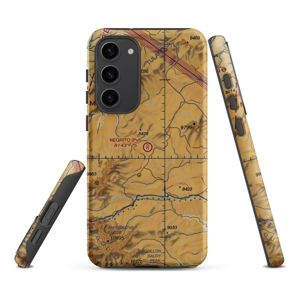 Negrito Airstrip (0NM7) VFR Sectional Samsung Phone Case Samsung Galaxy S23 Plus model shown