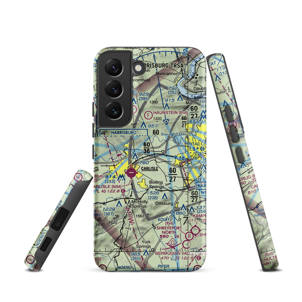 Neiderer Airport (PA55) VFR Sectional Samsung Phone Case Samsung Galaxy S22 model shown